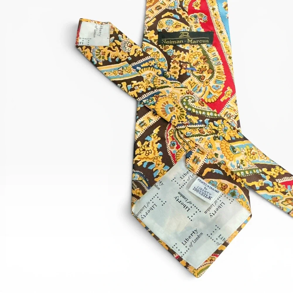 Vintage‎ Neiman Marcus Liberty of London Silk Paisley Floral Neck Tie England